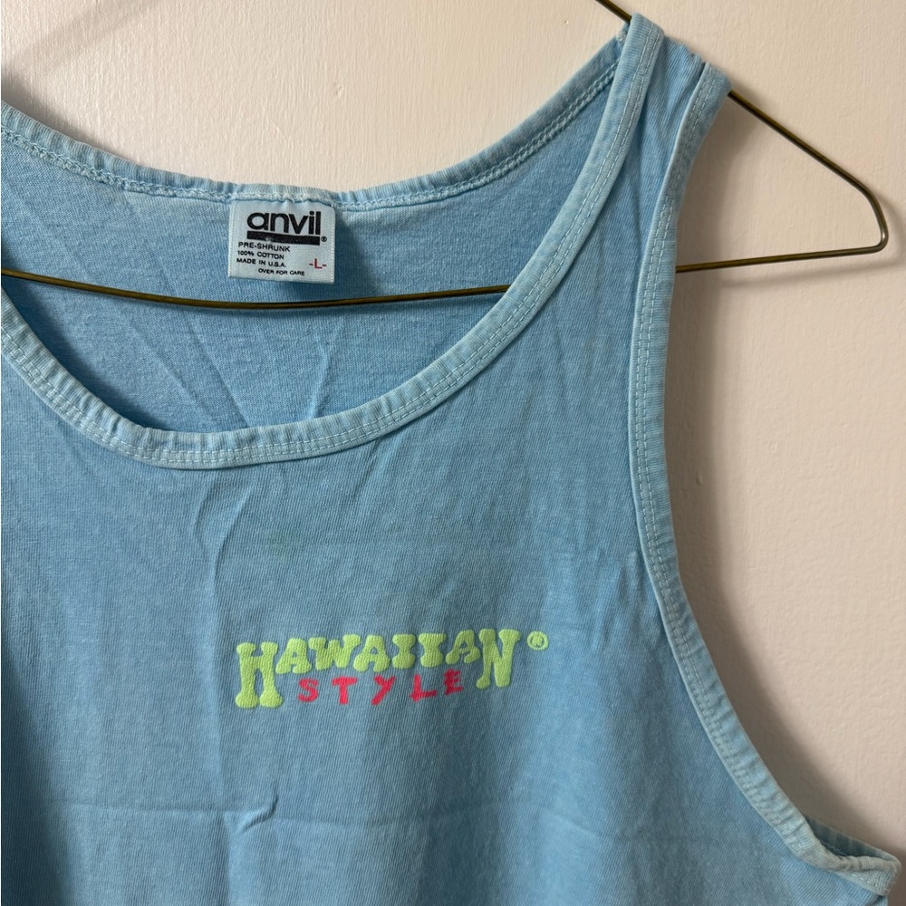 Anvil Light Blue Hawaiian Style Tank Top